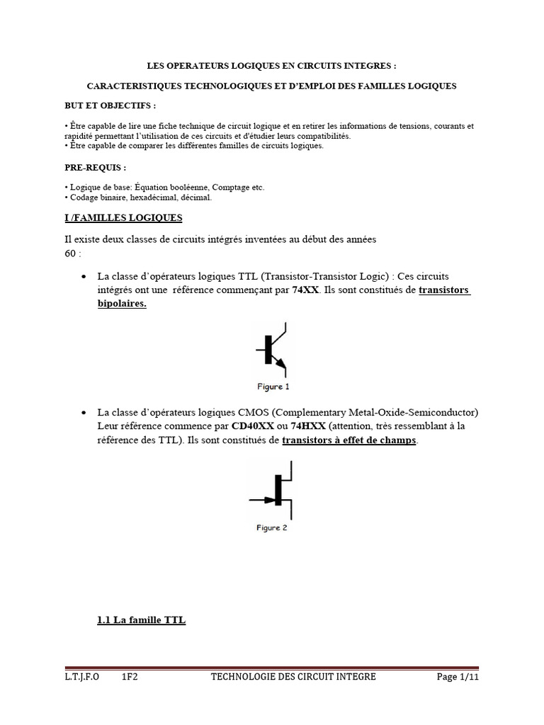 Caractéristiques des Circuits Logiques 4000 | PDF | Biens manufacturés ...