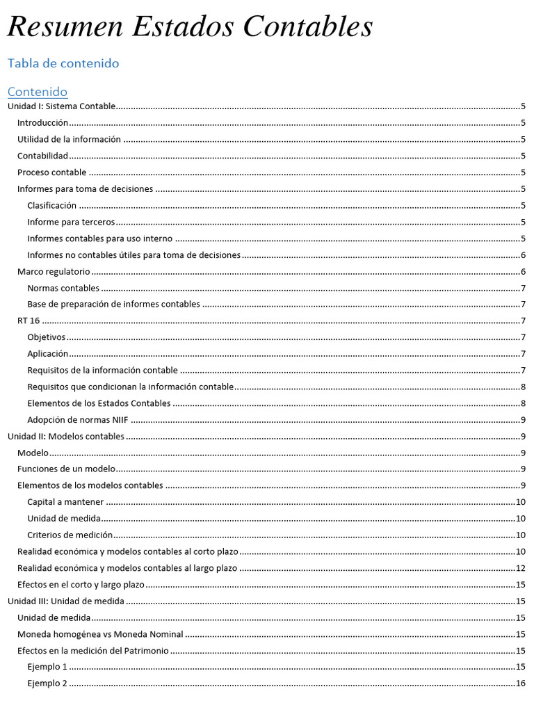 Resumen Estados Contables | PDF | Contabilidad | normas internacionales ...