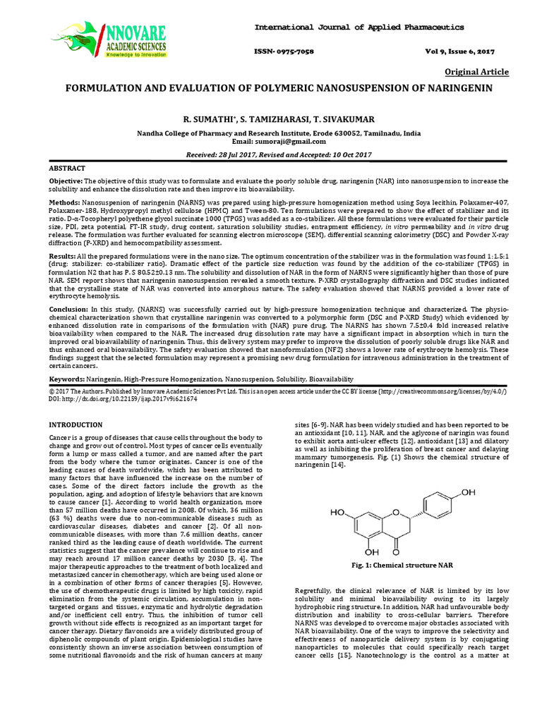 Formulation and Evaluation of Polymeric | PDF | Cancer | Chemotherapy