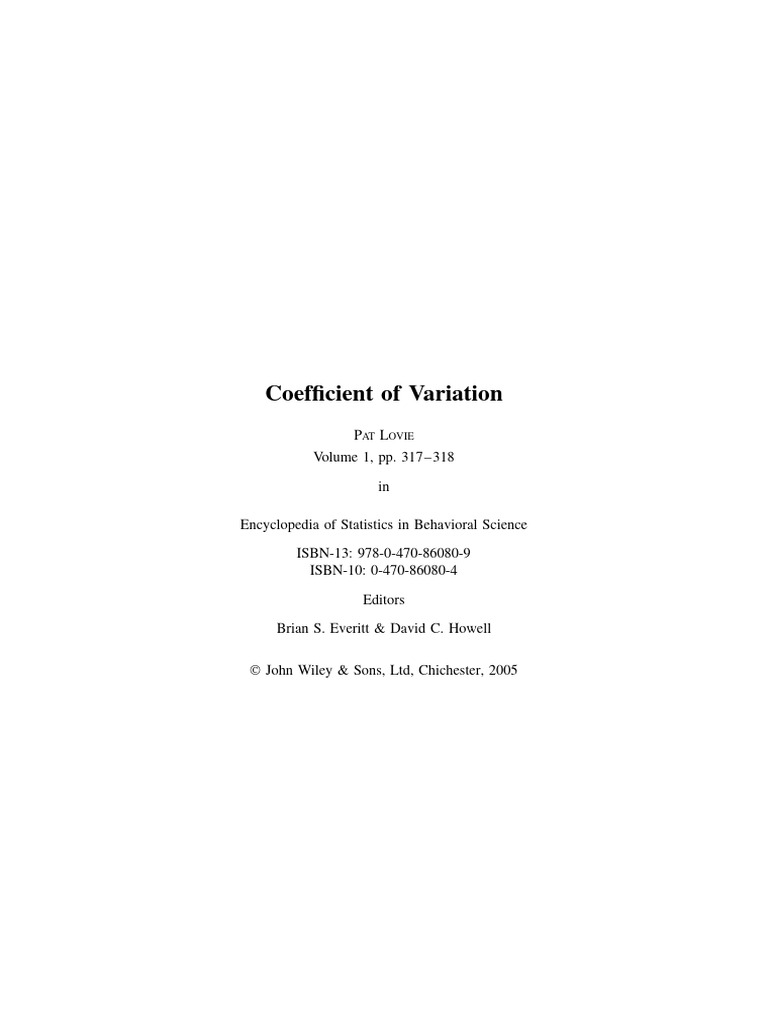 Lovie 2005 | PDF | Coefficient Of Variation | Standard Deviation