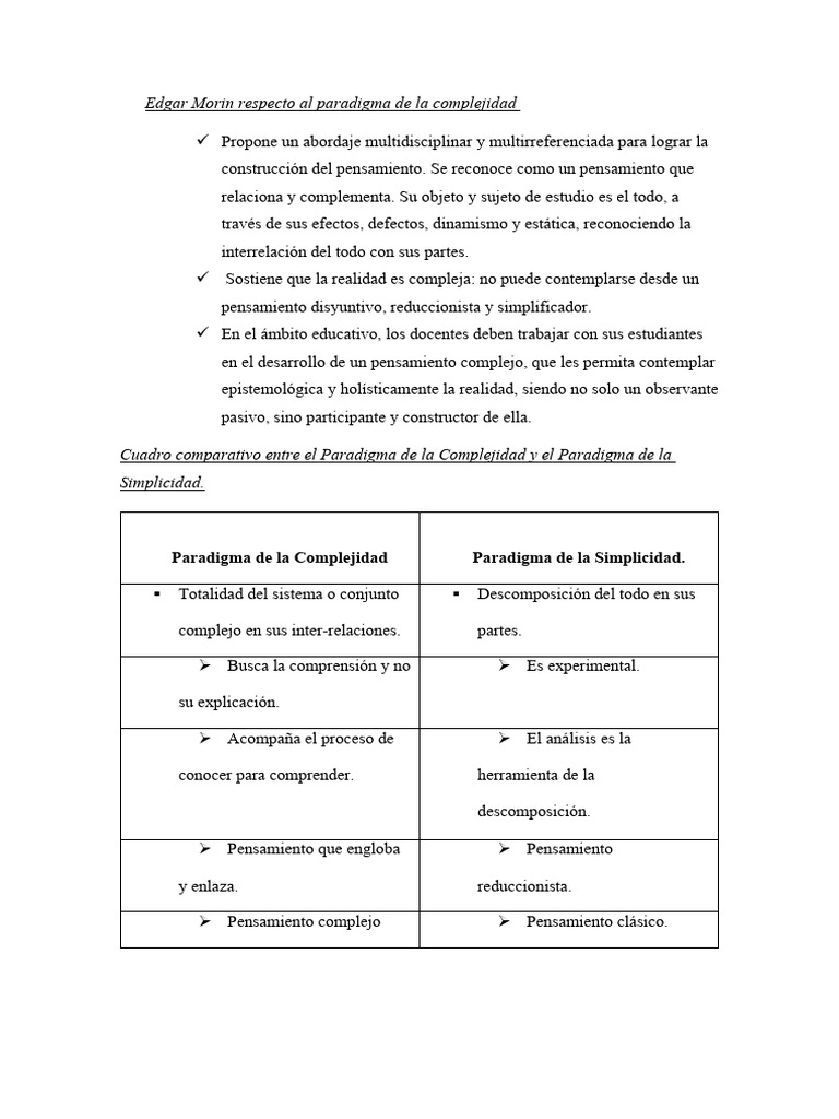 Paradigma de la Complejidad en Educación | PDF | Complejidad | Pensamiento