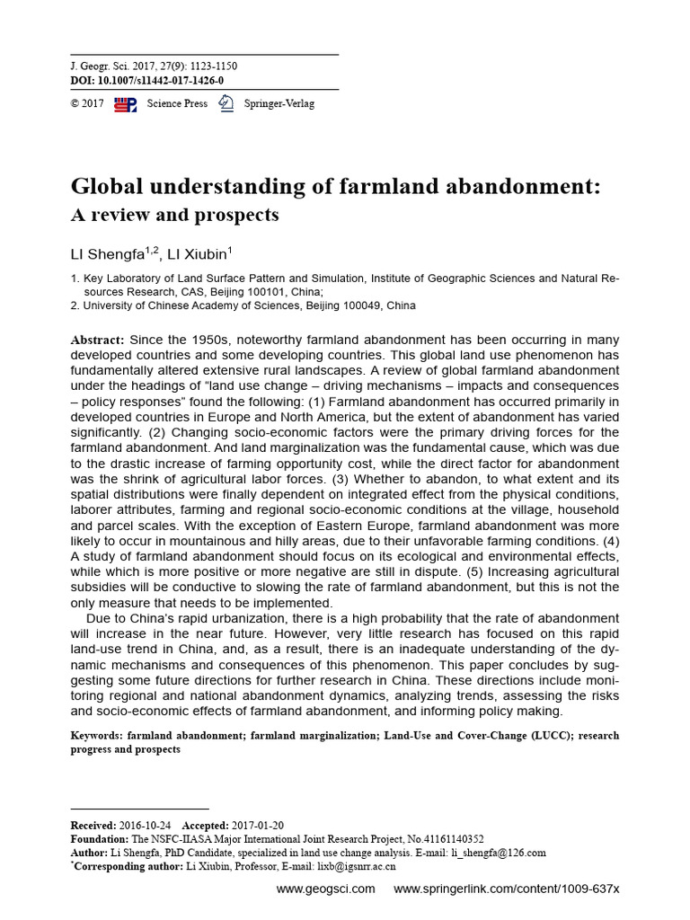 Global Farmland Abandonment Review | PDF | Agricultural Land | Agriculture