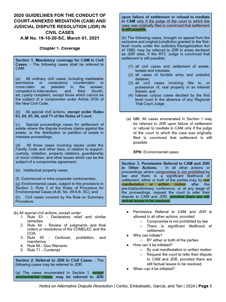 2020 Court-Annexed Mediation Guidelines | PDF | Mediation | Lawsuit