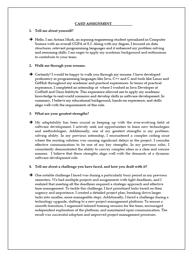 Casd Assignment Resume Question | PDF | Software Development | Computer ...