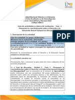 Guía de actividades y rúbrica de evaluación - Unidad 2 - Fase 3 - Promuevo la concientización sobre el Derecho a la Educación Sexual Integral en Discapacidad