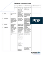 Cranial Nerves Assessment Form