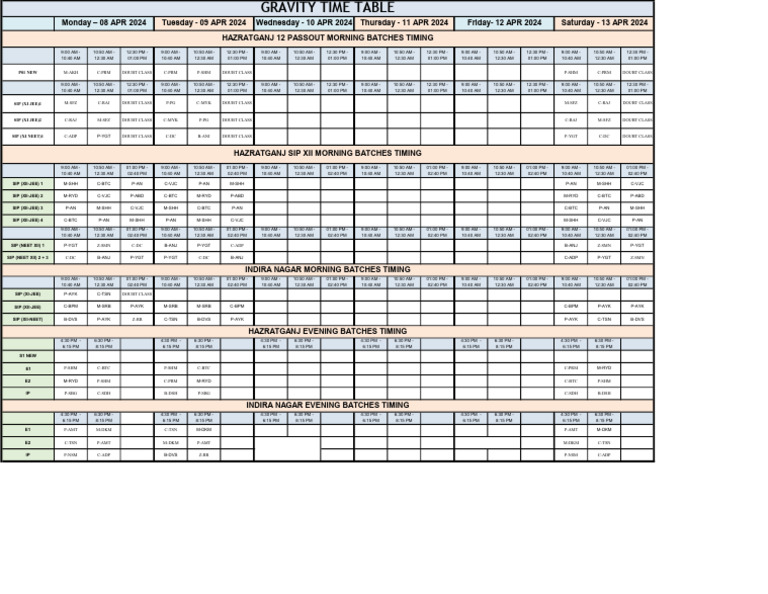 Class Schedule for April 2024 | PDF