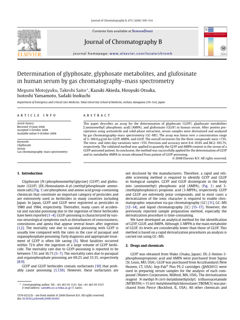 Determination Of Glyphosate Glyphosate Metabolites And Glufosinate In