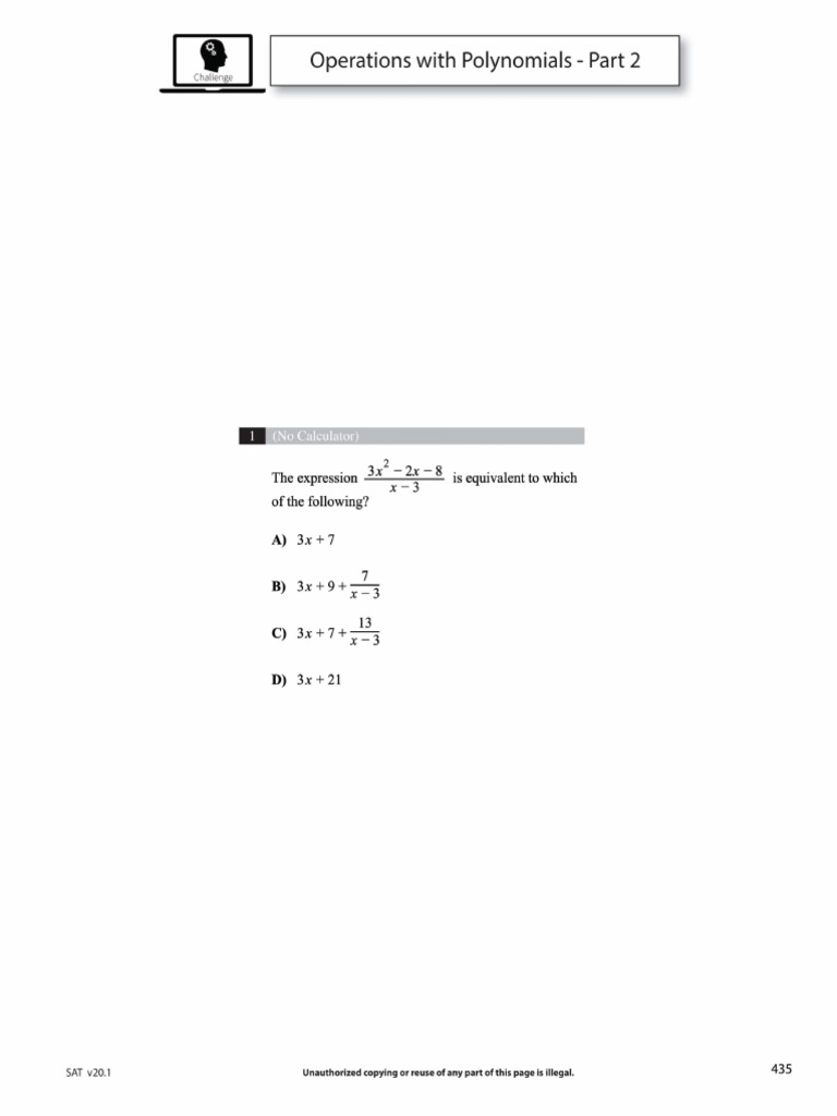 Operations With Polynomials Part 2 | PDF