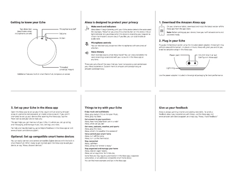 Amazon Echo 4th Generation Quick Start Guide | PDF