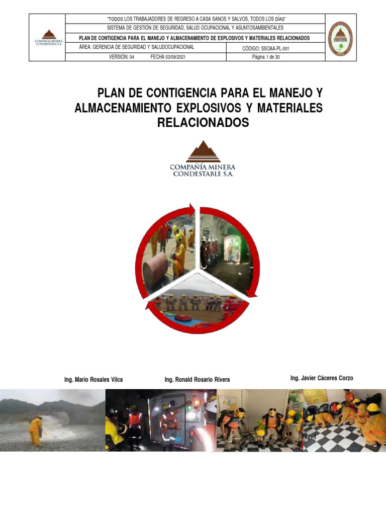 Plan de Contingencia: Explosivos y Seguridad | PDF | Seguridad y salud ...