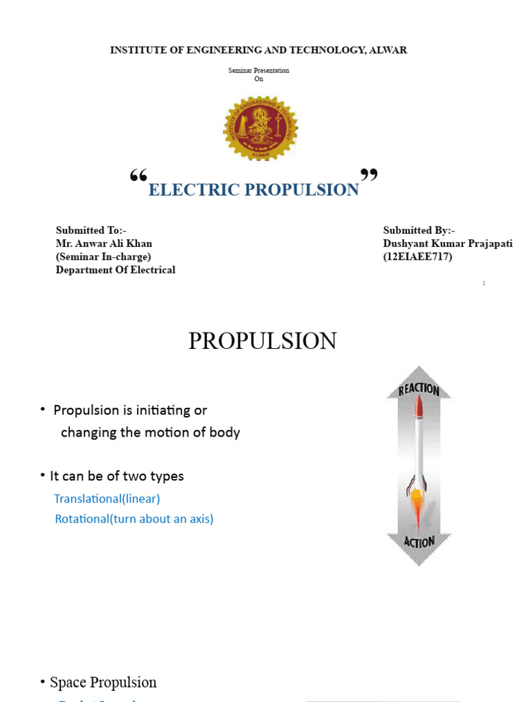 Electric Propulsion Seminar Overview | PDF | Spacecraft Propulsion ...
