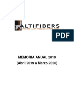 Publicación de La Memoria Anual de La Sociedad Altifibers S.A. de La Gestión 2019
