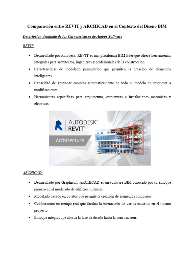 Comparativa REVIT y ARCHICAD en BIM | PDF | Autodesk Revit ...