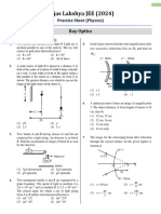 Ray Optics - Practice Sheet - Lakshya JEE 2024