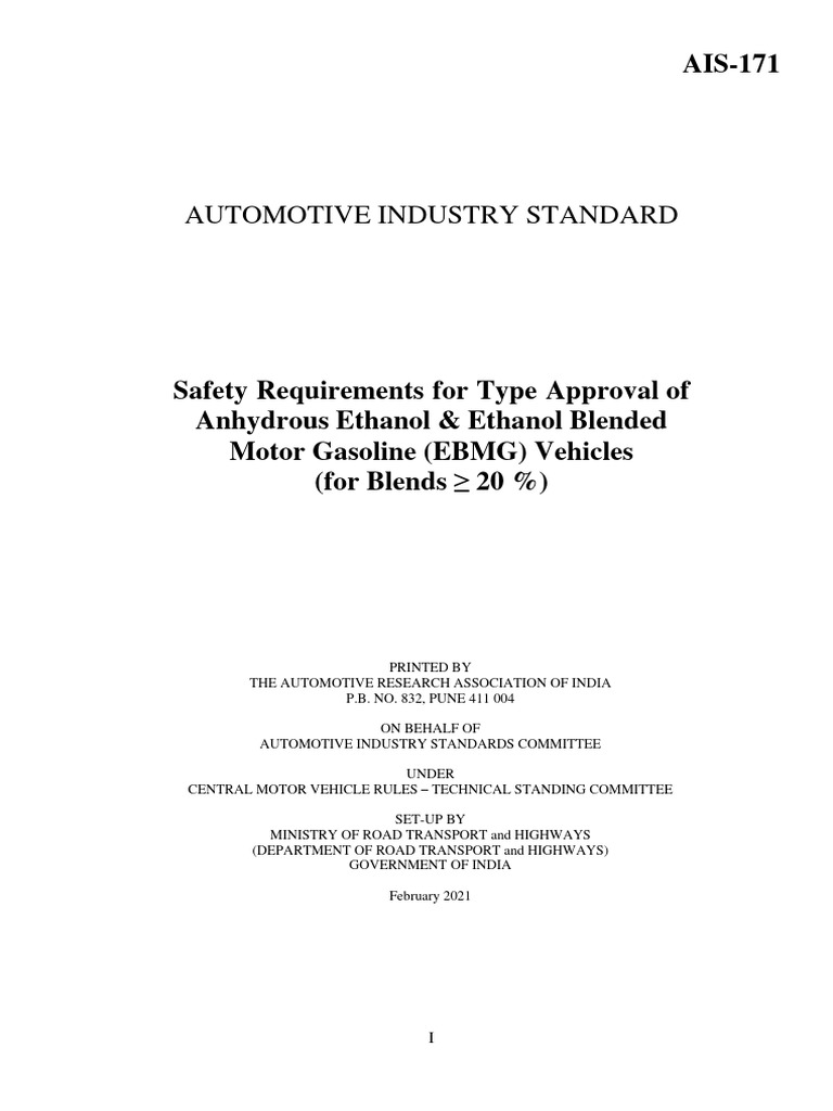 Safety Standards for Ethanol-Fueled Vehicles | PDF | Gasoline | Ethanol ...