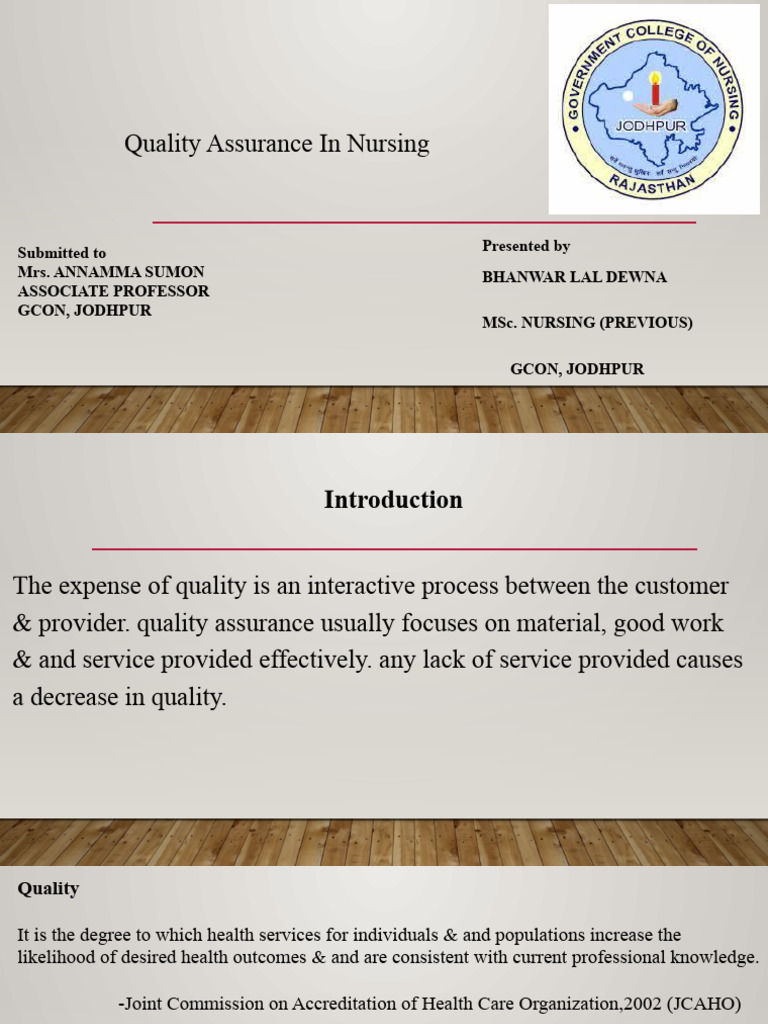 Quality Assurance Models in Nursing | PDF | Nursing | Quality Assurance