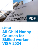 List of All Child Nanny Courses For Skilled Worker VISA 2024