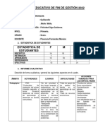 Informe Educativo de Fin de Gestión 2022 (Grado Sexto)