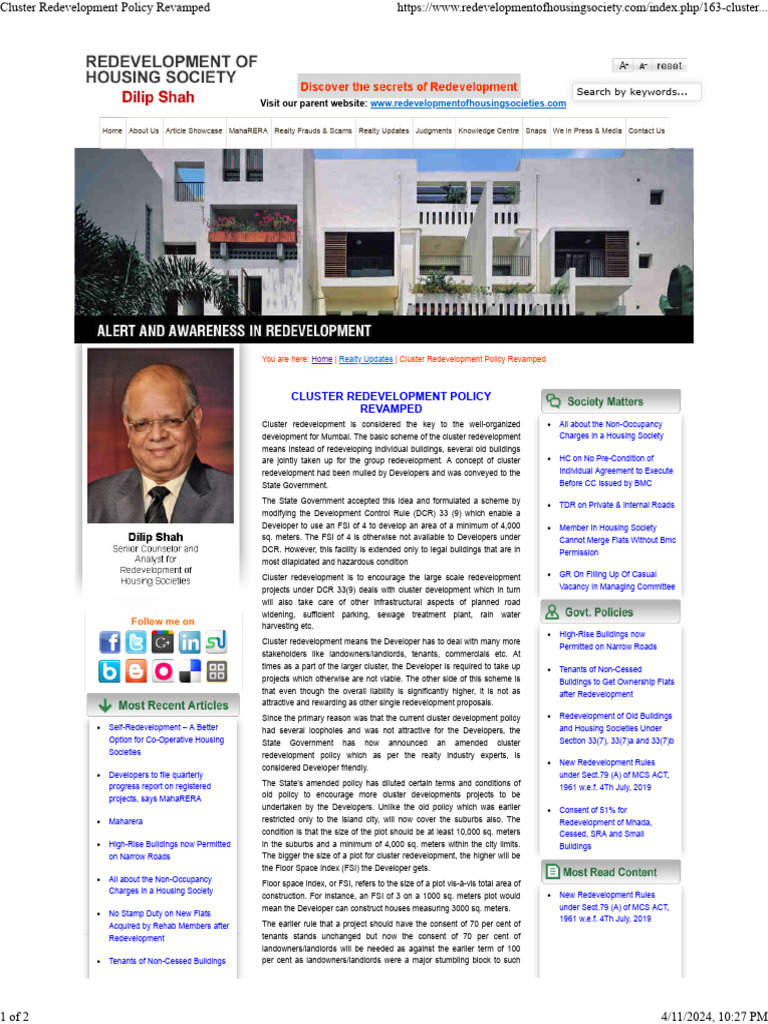 33 9 Cluster Redevelopment Policy