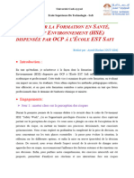 R F S, S E (HSE) OCP 'É Est S: Apport SUR LA Ormation EN Anté Écurité ET Nvironnement Dispensée PAR À L Cole AFI