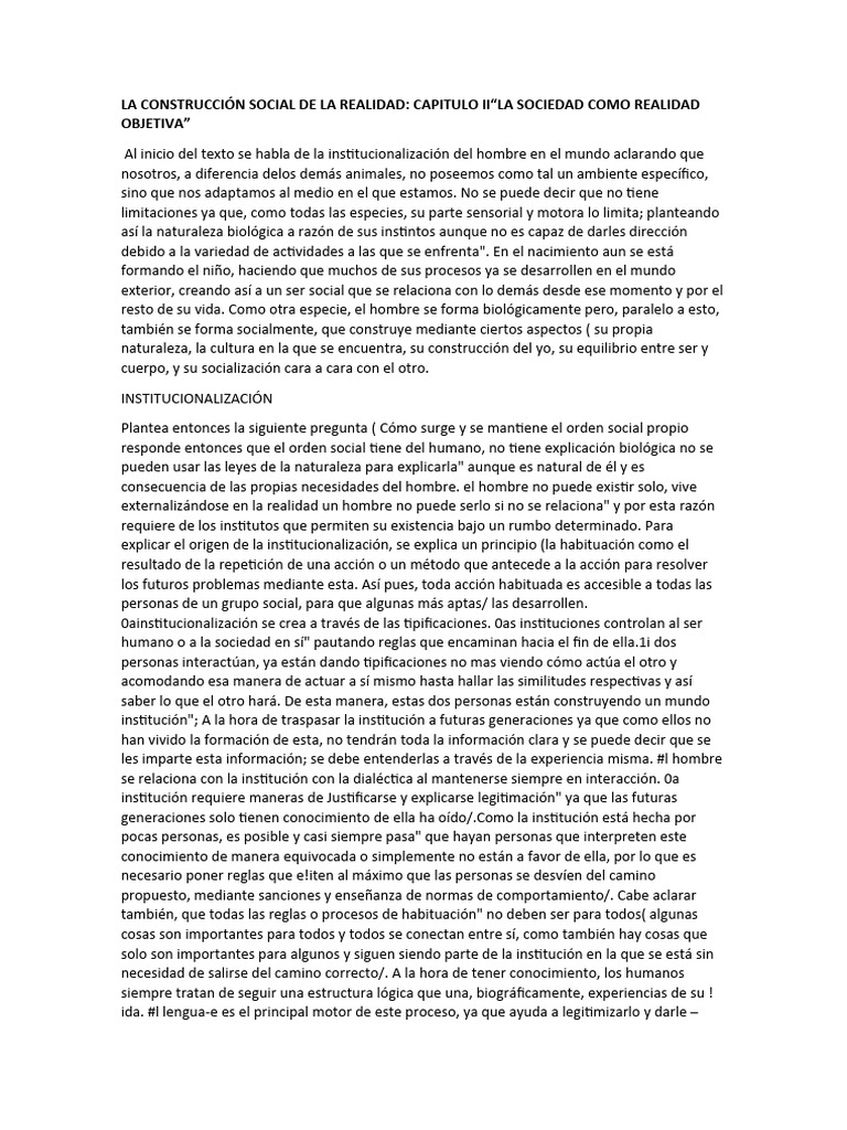 Construcción Social de la Realidad II | PDF | Conocimiento | Experiencia