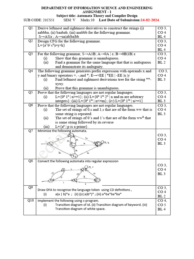 ISE ATCD Assignment-2 | PDF | String (Computer Science) | Syntax