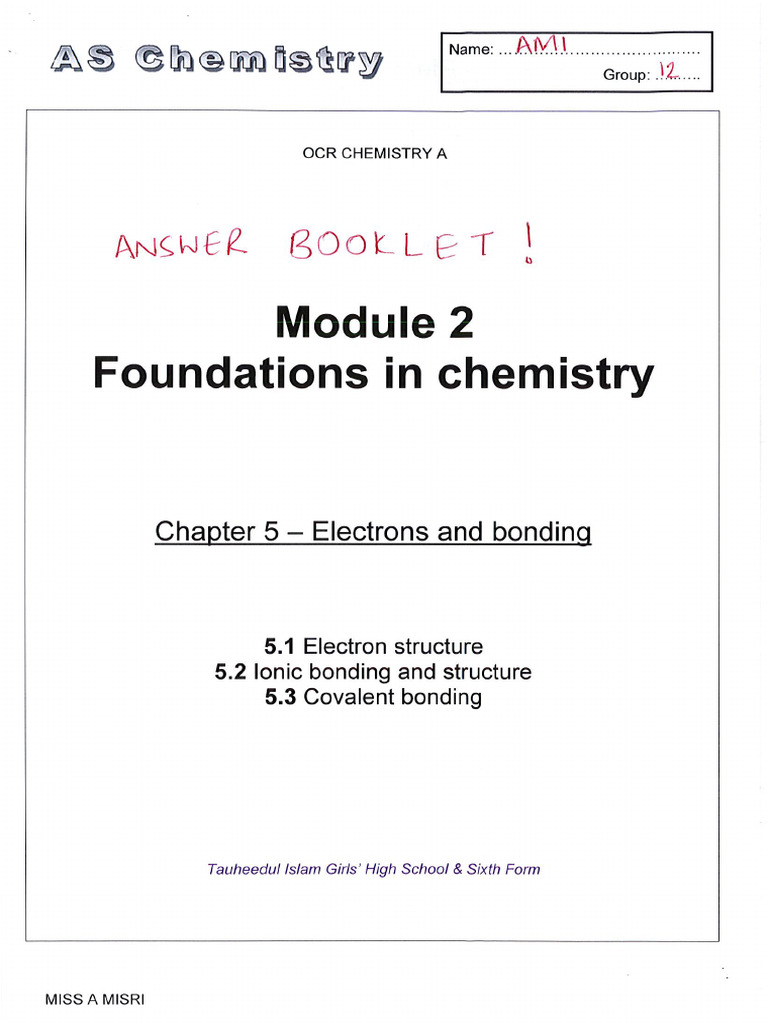As - Chapter 5 - Electrons & Bonding (Answers 1) | PDF