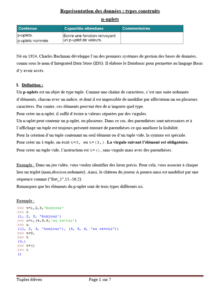 Définition et Utilisation des p-Uplets | PDF | Mathématiques