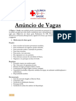 Anúncio de Vaga Clinica + Saude 2024