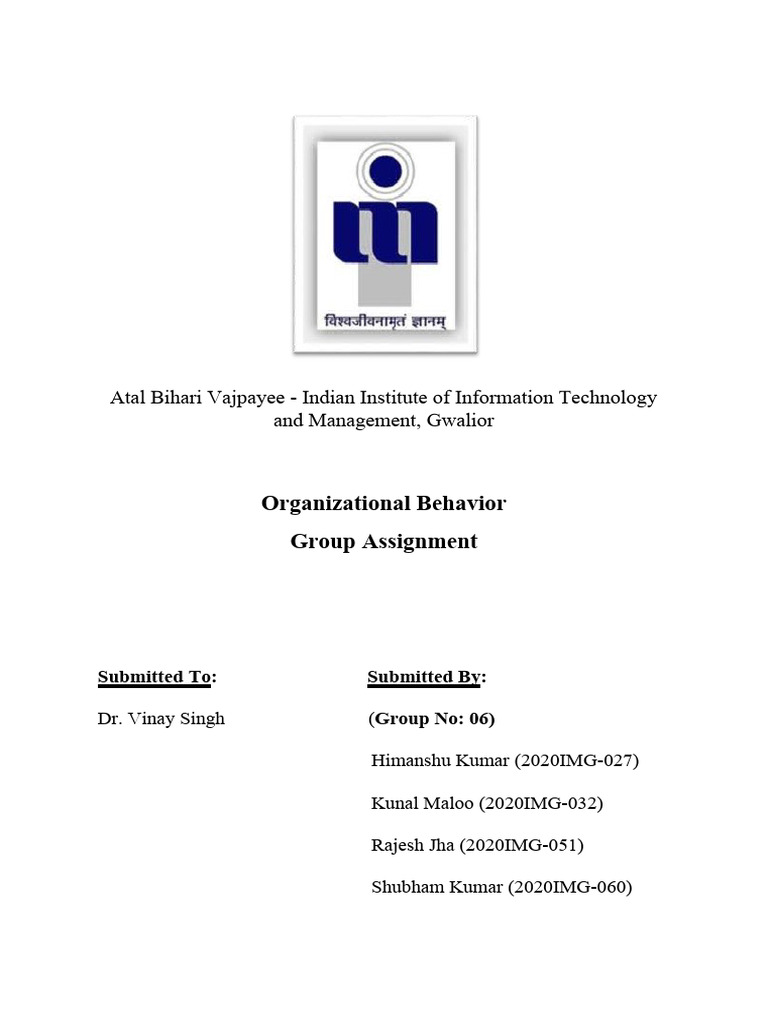 OB Group Assignment - 006 | PDF | Leadership | Goal