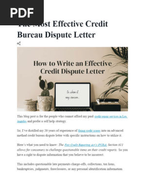 The Most Effective Credit Bureau Dispute Letter