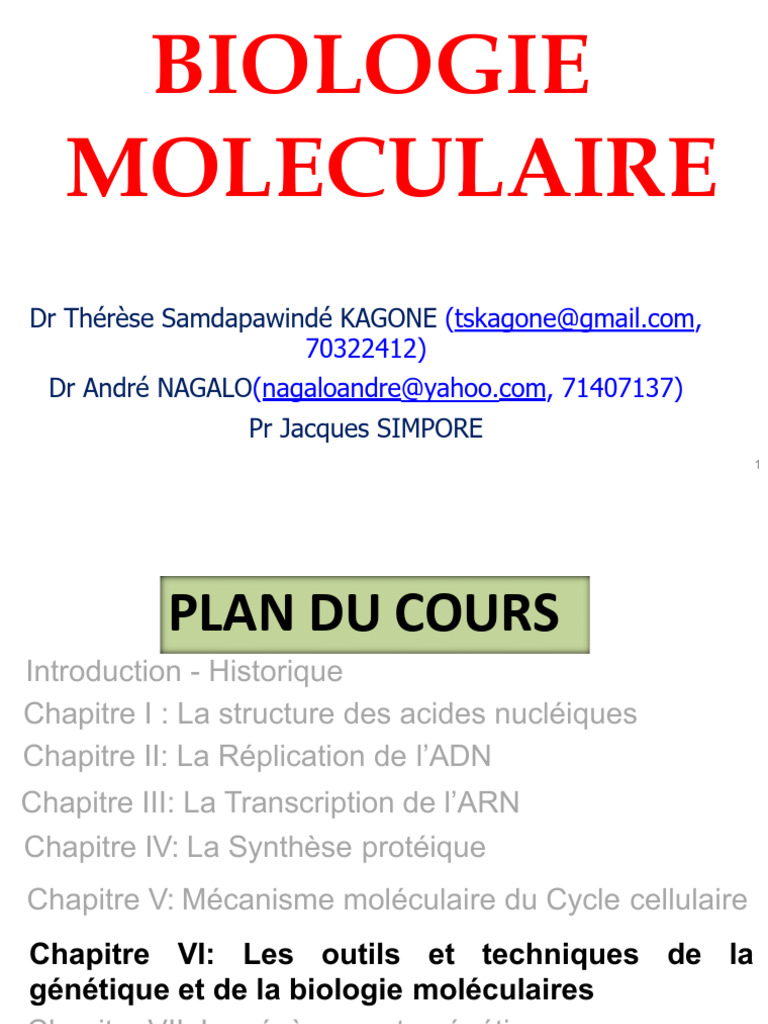 Biologie moléculaire et techniques ADN | PDF | Réaction en chaîne par ...