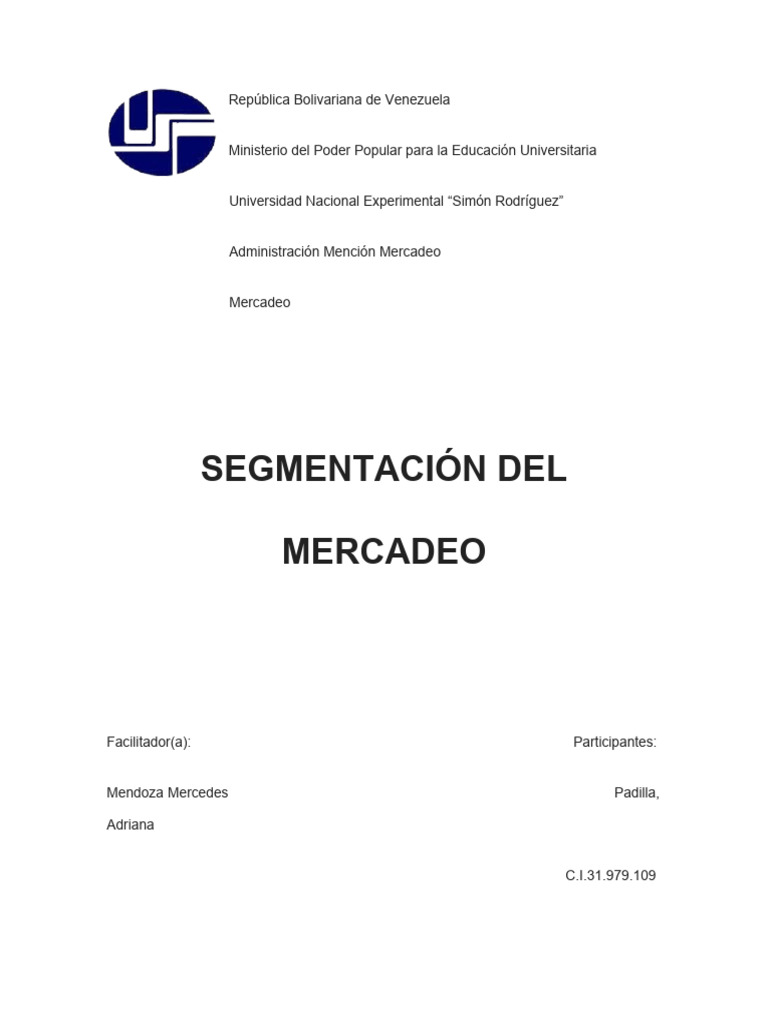 Segmentaci n del mercadeo pdf marketing producto negocio 