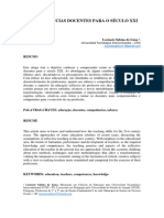 AS COMPETÊNCIAS DOCENTES PARA O SÉCULO XXI Artigo para Sábado de Manhã