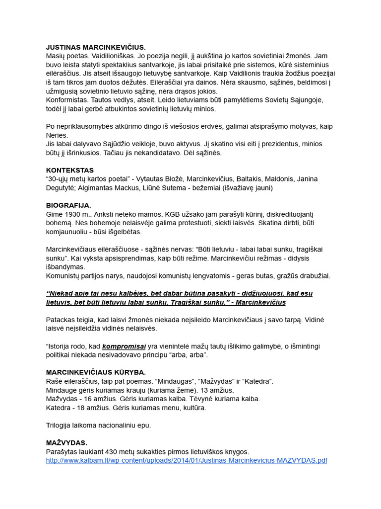 Justinas Marcinkevičius | PDF