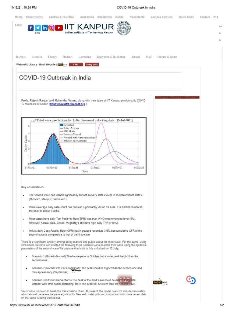 COVID-19 Forecasts and Trends in India | PDF | Medicine | Pandemic