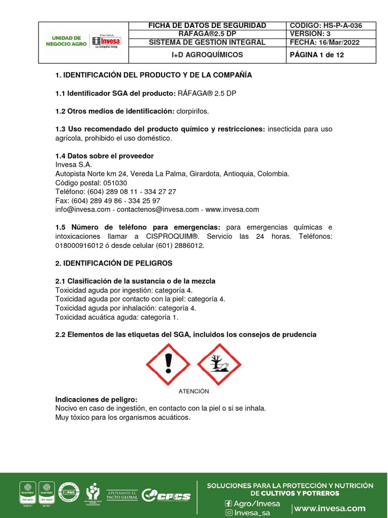 Insecticidad Rafaga | PDF | Pesticida | Agua