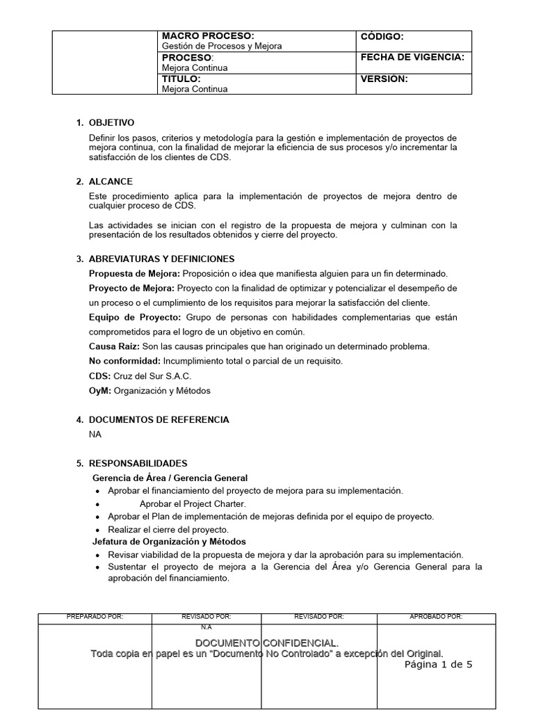 Mco p 01 mejora continua pdf negocios