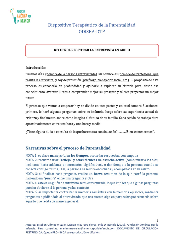 Dispositivo Terapéutico de Parentalidad | PDF | Memoria | Amor