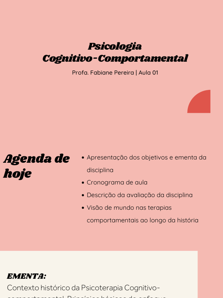 Aula 01 Tcc Pdf Terapia Cognitiva Comportamental Pensamento