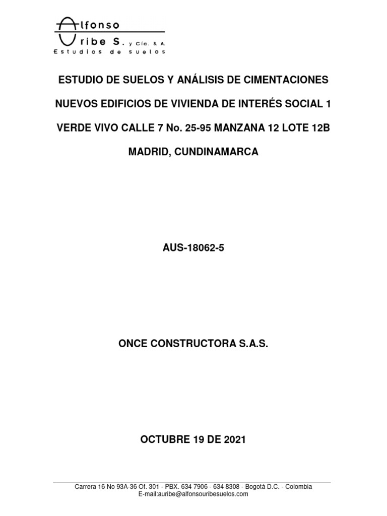 Estudio de Suelos para Vivienda Social en Madrid | PDF | Fundación ...