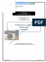 Maths Literacy Grade 11 March 2022 QP and Memo