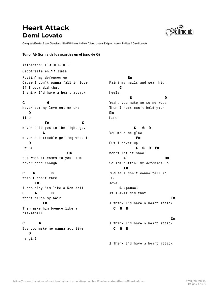 Demi lovato heart attack pdf songs written pop songs