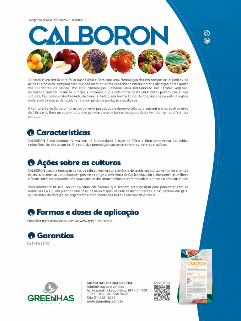 Calboron: Fertilizante de Cálcio e Boro | PDF