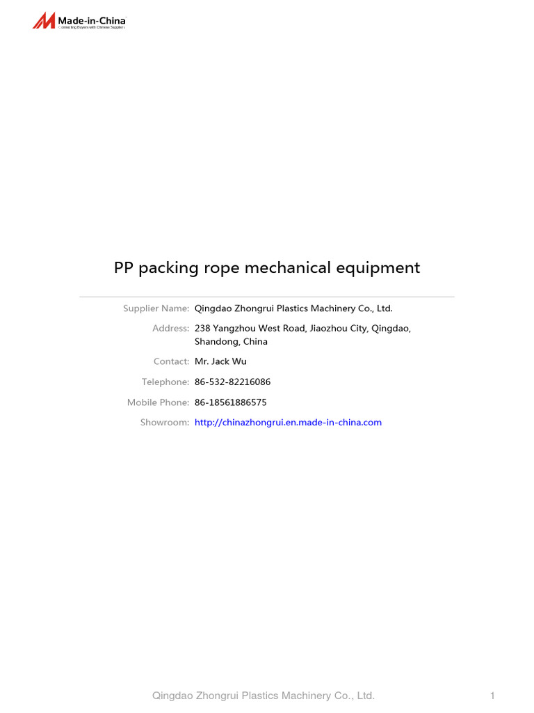 PP Packing Rope Production Equipment | PDF | Belt (Mechanical) | Extrusion