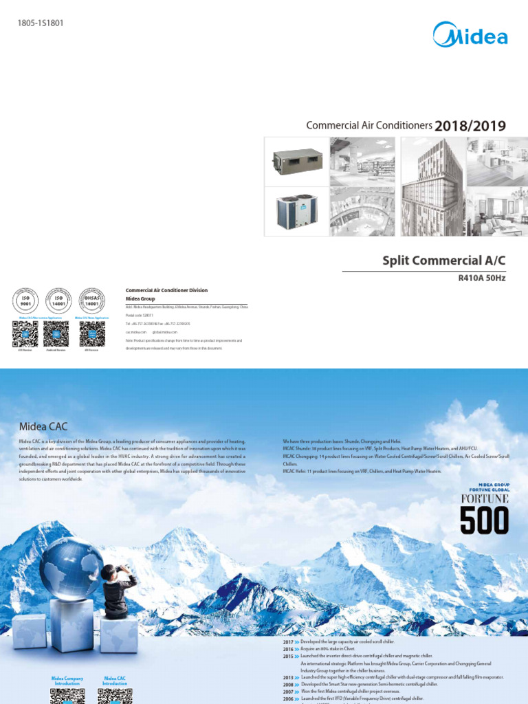Midea R410A Split A/C Overview | PDF | Air Conditioning | Temperature