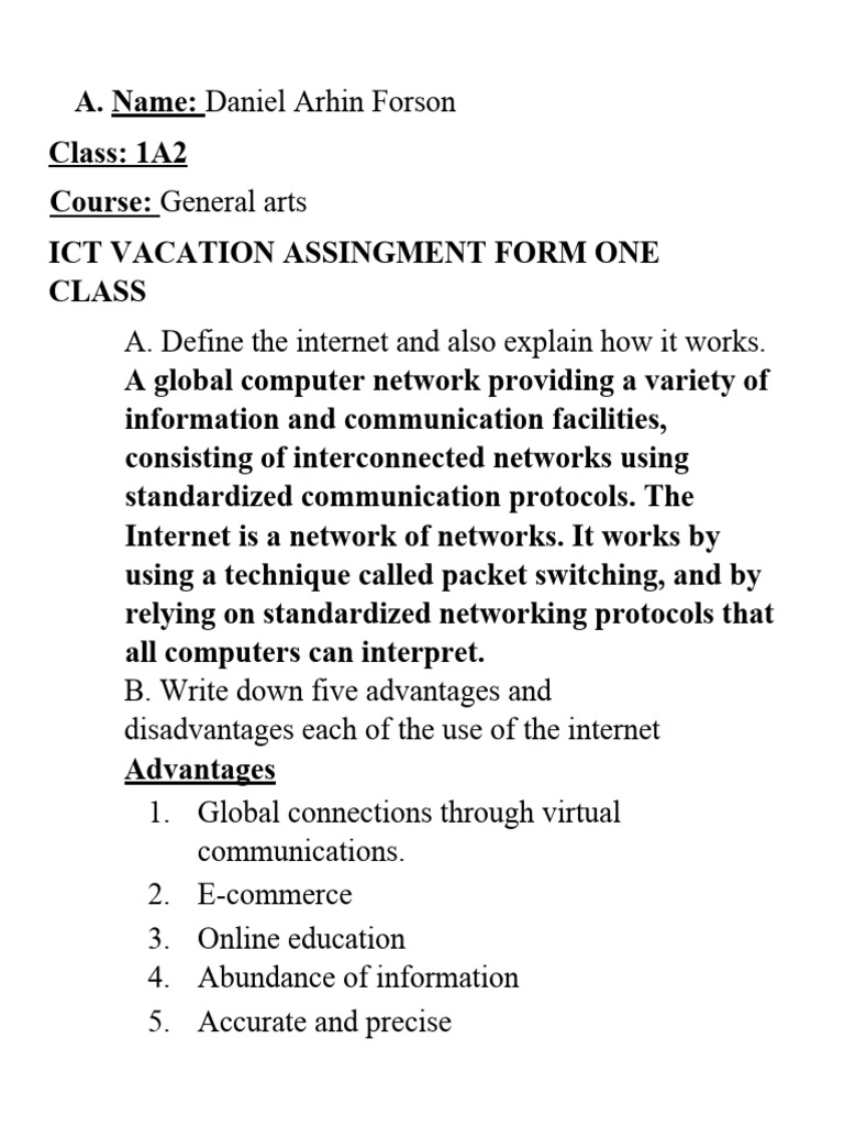 Take Home Assignment Ict | PDF | Internet | Internet Protocol Suite