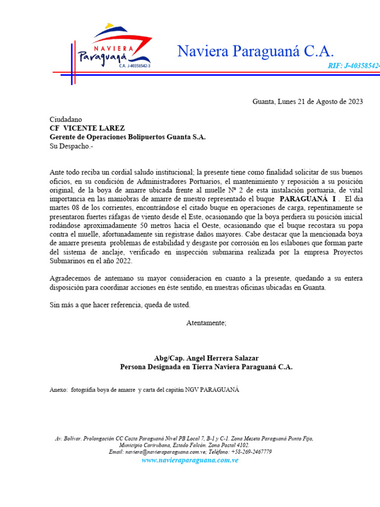 Formato Naviera Paraguana | PDF