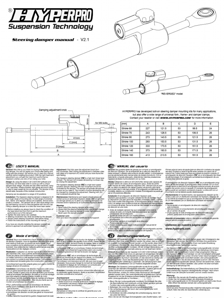 Hyperpro Steering Damper Manual V2.1 | PDF | Technology & Engineering